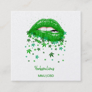 Green Sexy MMJ Lips Carré Carte de visite