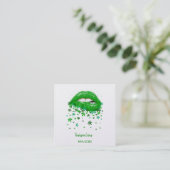 Green Sexy MMJ Lips Carré Carte de visite (Debout devant)