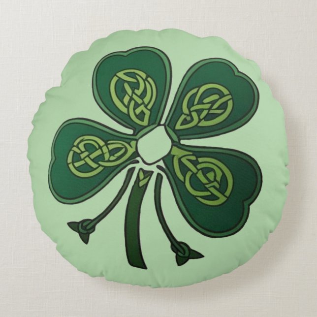 Green Shamrock 2025 Rond Kussen (Voorkant)
