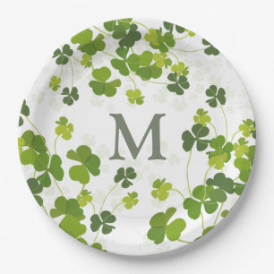 Green Shamrock bouquet monogram St. Patrick's     Papieren Bordje