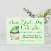 Green Shamrock Clover Cupcake St. Patrick's Day Kaart (Staand voorkant)