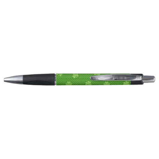 Green Shamrock Clover Pattern Saint Patricks Day Pen (Achterkant)