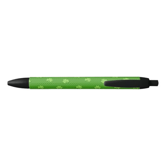 Green Shamrock Clover Pattern Saint Patricks Day Zwarte Inkt Pen (Achterkant)