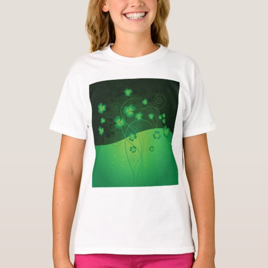 Green Shamrock Clover St Patrick’s Day Luck T-shirt (Voorkant)