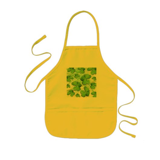Green Shamrock Clover St Patrick's Day Apron Kinder Schort (Voorkant)