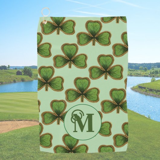 Green Shamrock  Clovers Custom Iers Golfhanddoek