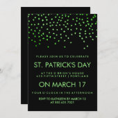 Green Shamrock Confetti op Black St Patrick's Day Kaart (Voorkant / Achterkant)