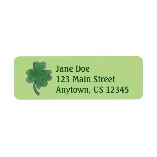 Green Shamrock Four Leaf Clover Lucky Labels (Voorkant)