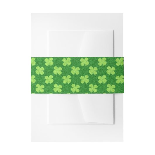 Green Shamrock Glitter Uitnodigingen Wikkel (Voorkant Voorbeeld)