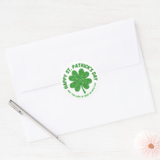 Green Shamrock Happy St. Patrick's Day Ronde Sticker