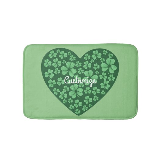 Green Shamrock Heart St Patrick's Day Badmat (Voorkant)