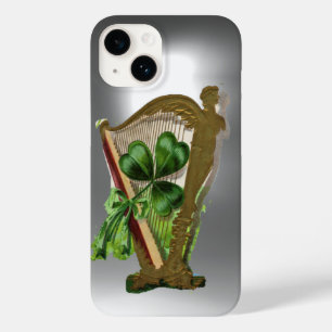 GREEN SHAMROCK IRISH HARP Grey White Case-Mate iPhone 14 Hoesje