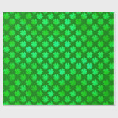 Green Shamrock Metallic Faux Four Leaf Clover Cadeaupapier (Vlak)