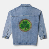 Green Shamrock on Celtic Knots Denim Jacket (Achterkant)