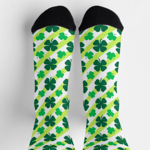 Green Shamrock op Stripes Pattern-Sokken Sokken