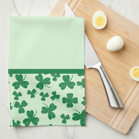 Green Shamrock Pattern St. Patrick's Day Theedoek (Quarter Fold)