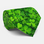 Green Shamrock Pattern Stropdas (Opgerold)