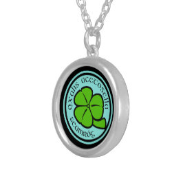 Green Shamrock Saint Patrick's Day Floral Art Zilver Vergulden Ketting