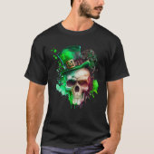 Green Shamrock Skull Irish Ireland St Patricks Day T-shirt (Voorkant)
