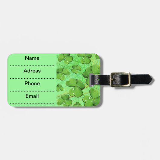 Green Shamrock St Patrick's Day Bagagelabel (Voorkant horizontaal)