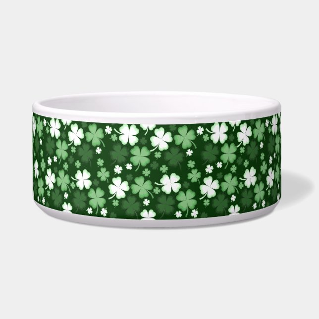 Green Shamrock, St. Patrick's Day Dog Voerbakje (Voorkant)
