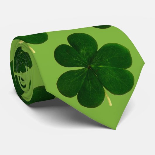Green Shamrock St Patrick's Day Holiday Stropdas (Opgerold)
