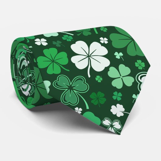 Green Shamrock St. Patrick's Day Stropdas (Opgerold)