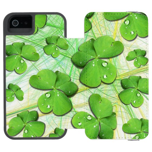 Green Shamrock St Patrick's iPhone 5 Hoesje-Mate Incipio iPhone Portemonnee Hoesje (Agenda Open)