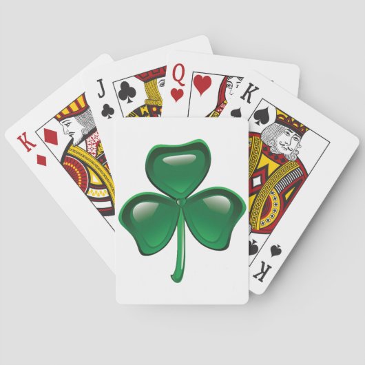Green Shamrock Three-Leaf Clover Pokerkaarten (Achterkant)