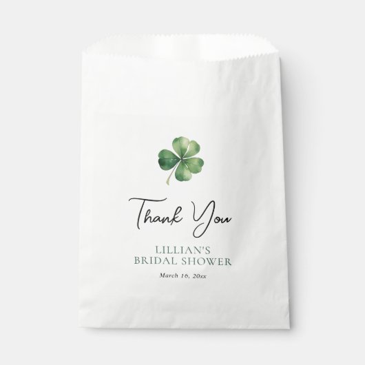 Green Shamrock Vrijgezellenfeest Bedankzakje (Voorkant)