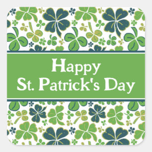 Green Shamrocks Clover Happy St. Patrick's Day Vierkante Sticker
