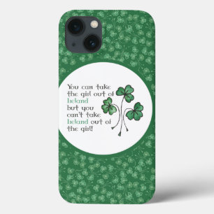 Green Shamrocks Irish Girl Quote iPad Case