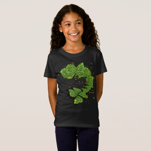 Green Shamrocks | mousserende harten T-shirt (Voorkant volledig)