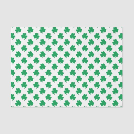 Green Shamrocks op White St.Patrick's Day Clover Tissuepapier (Voorkant)