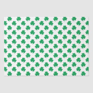 Green Shamrocks op White St.Patrick's Day Clover Tissuepapier