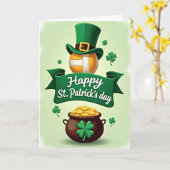 Green Shamrocks Pattern Card Kaart (Gele Bloem)