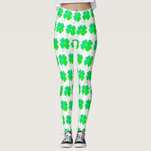 Green Shamrocks St. Patricks Day Ierse Leggings (Voorkant)