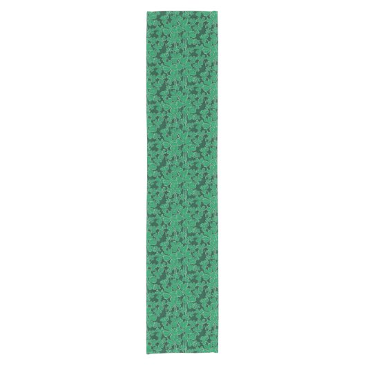 Green Shamrocks St Patricks Day Pattern Korte Tafelloper (Voorkant)