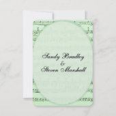 Green Sheet Music Theme Weddenschap Kaart (Achterkant)