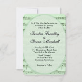 Green Sheet Music Theme Weddenschap Kaart (Voorkant)