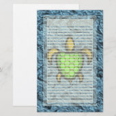 Green Shell Turtle Lined Stationery Briefpapier (Voorkant / Achterkant)