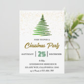 Green Shining Christmas Tree Party Invitation (Debout devant)