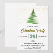 Green Shining Christmas Tree Party Invitation (Devant / Derrière)