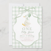 Green Silly Goose Birthday Invitation (Devant)