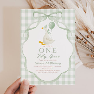 Green Silly Goose Birthday Invitation