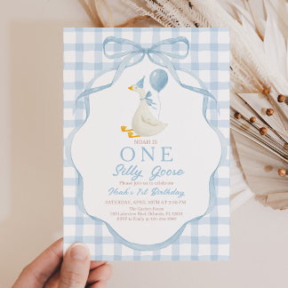 Green Silly Goose Birthday Invitation Kaart