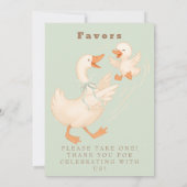 Green Silly Goose Favor Table Sign  Kaart (Achterkant)