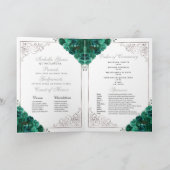 Green & Silver Floral Tiara Quinceanera Programme (Intérieur)