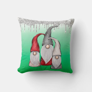 Green Silver Glitter Dripping Gnomen Kerstmis Kussen