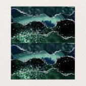 Green Silver Glitter Marble Geode Agate Folded Bus Visitekaartjes (Binnenkant ongevouwen)